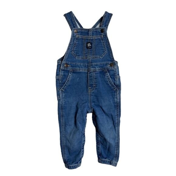 Oshkosh B’Gosh Denim Overalls Baby 18M Blue Medium Wash Adjustable Button Straps - Picture 1 of 6